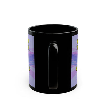 shoot the moon again - Black Mug (light blue-pink wave)