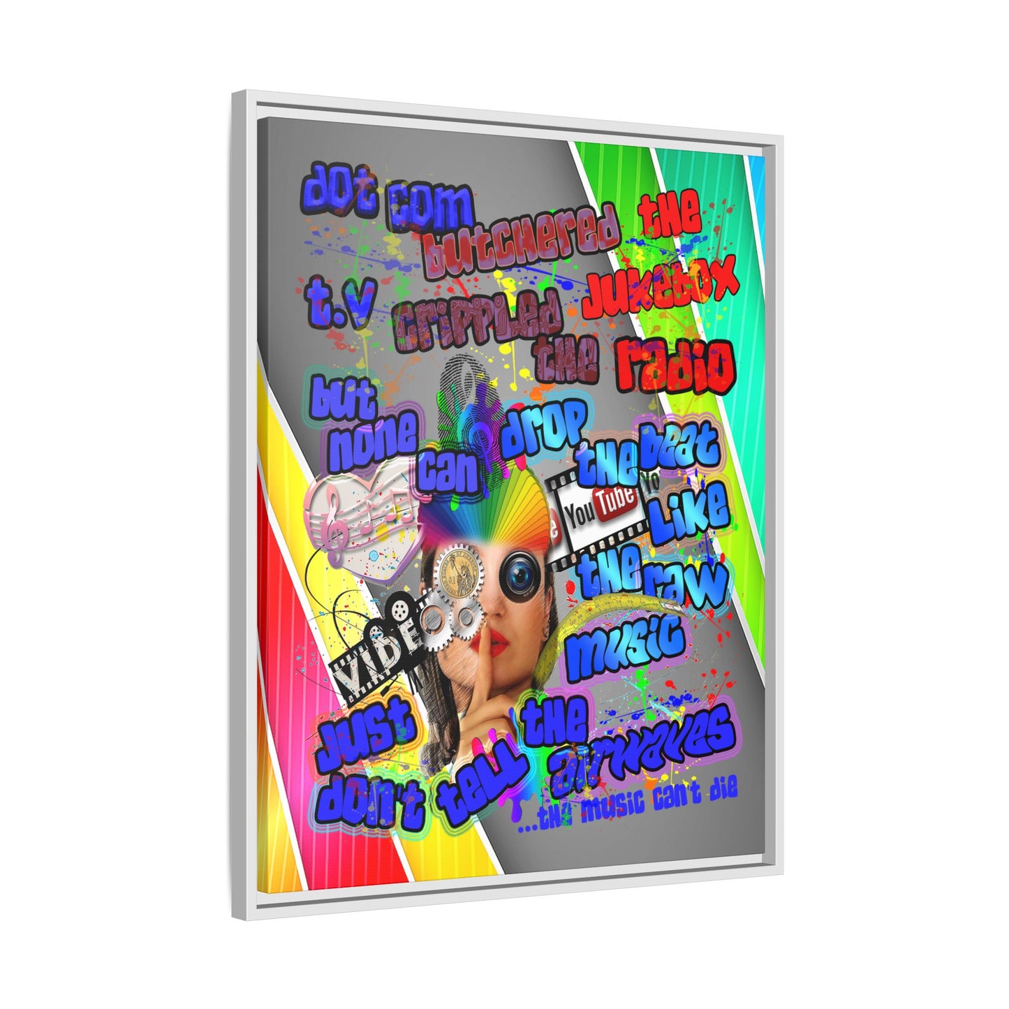 drop the beat - framed canvas art (rainbow split)