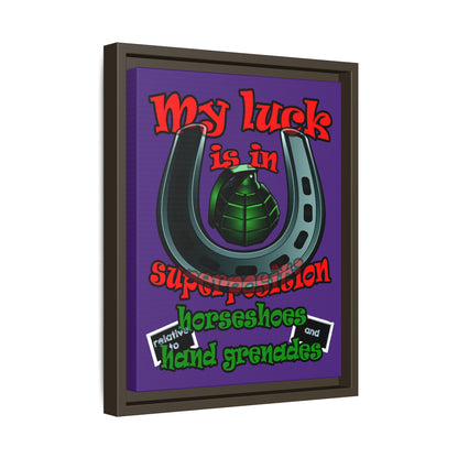my luck - framed canvas art (purple)