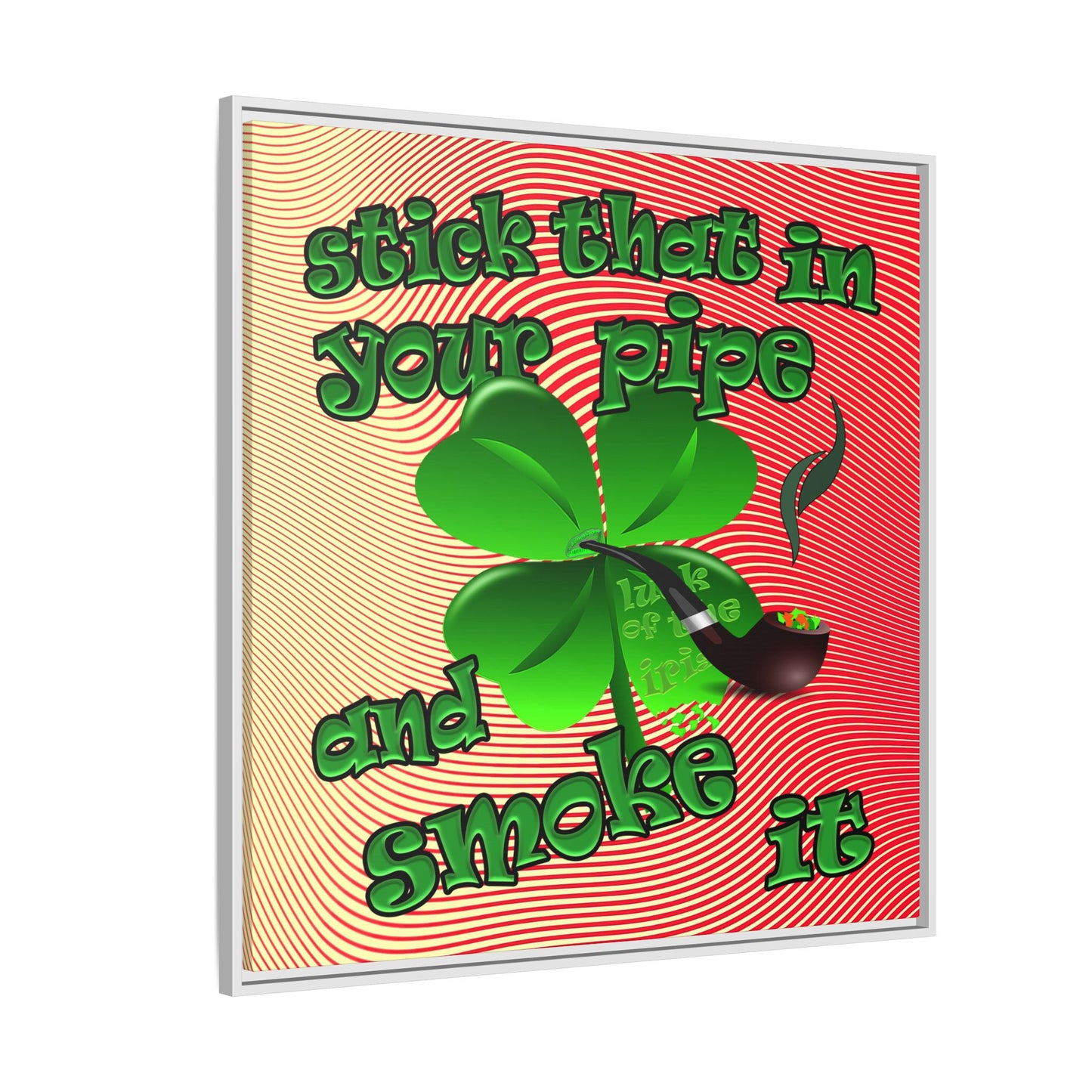 stick that in your pipe and smoke it - framed canvas art (yellow-orange wave)