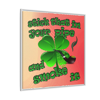 stick that in your pipe and smoke it - framed canvas art (yellow-orange wave)