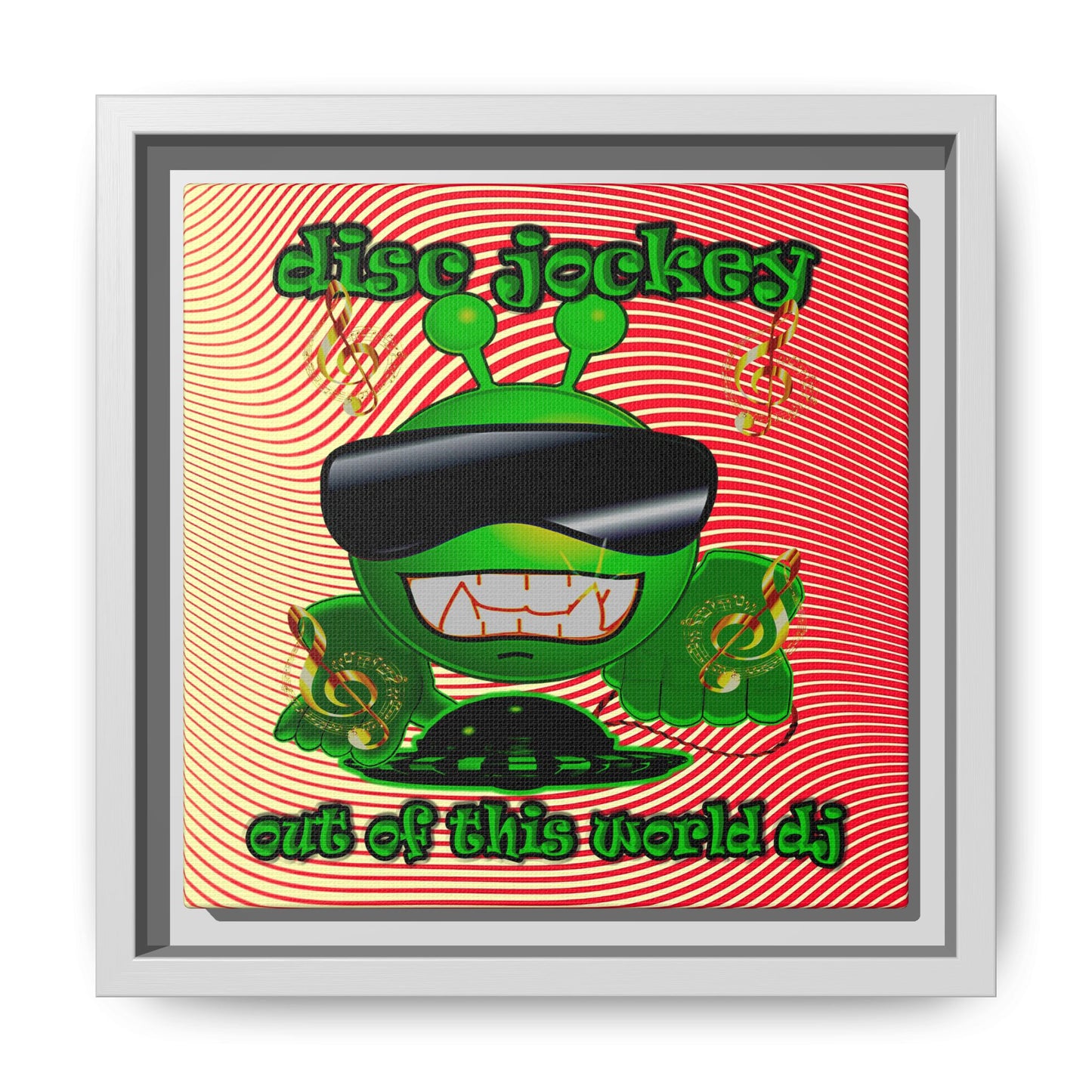 disc jockey - framed canvas art (yellow-orange wave)