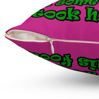turtle race - Spun Polyester Square Pillow - (pink)