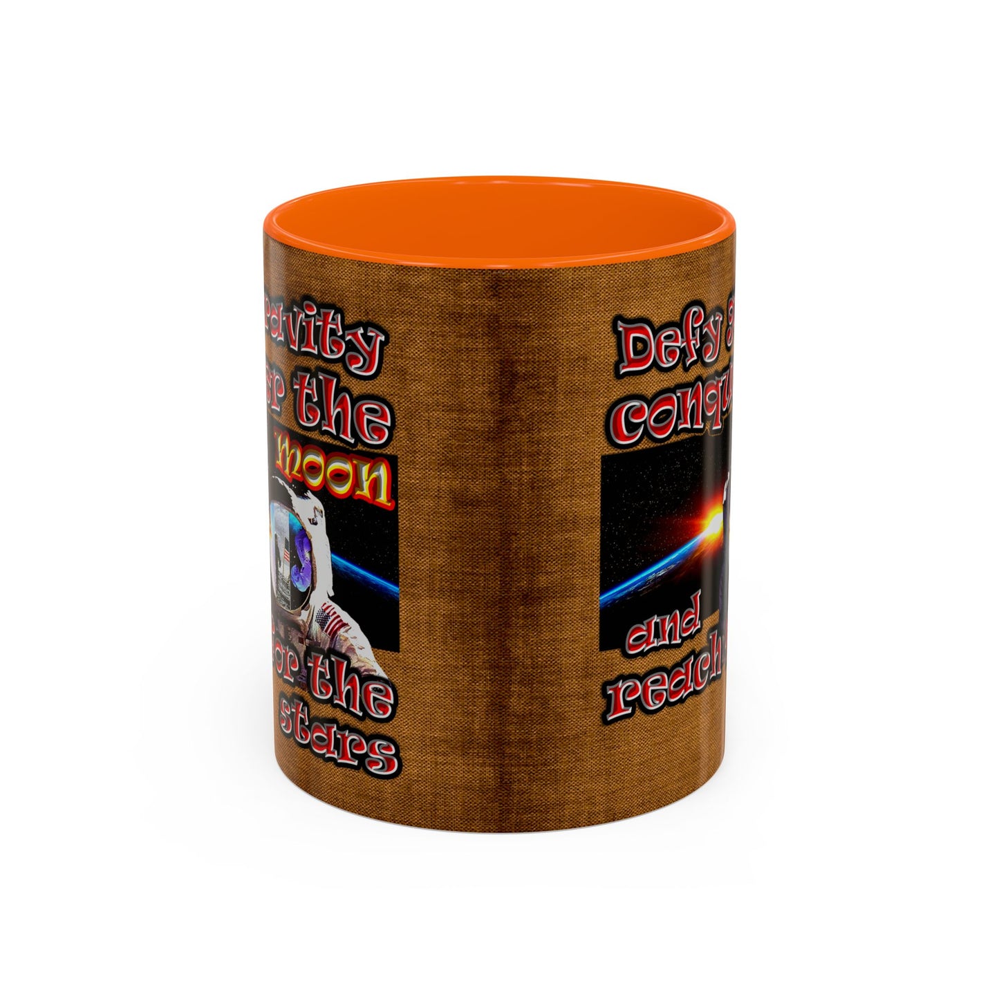 defy conquer reach - Accent Mug (brown papyrus)