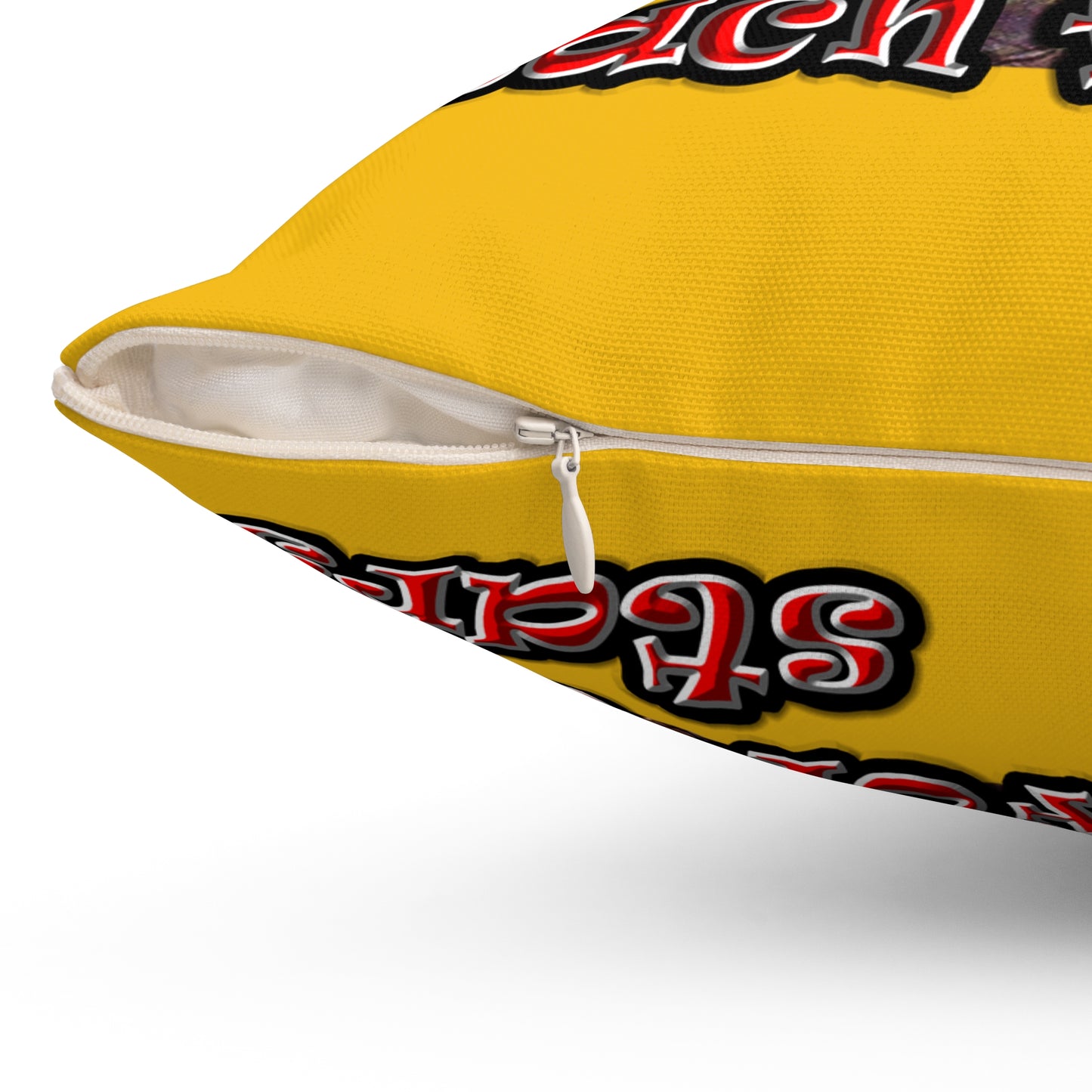 defy conquer reach - Spun Polyester Square Pillow - (yellow)