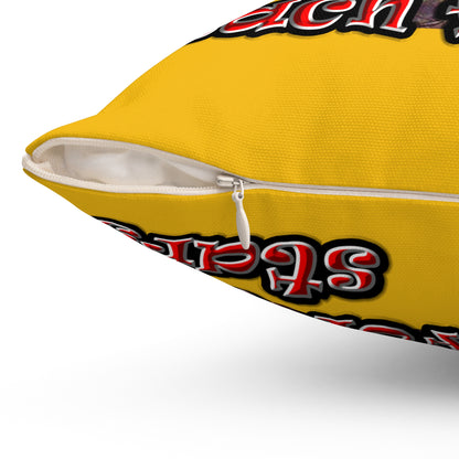 defy conquer reach - Spun Polyester Square Pillow - (yellow)
