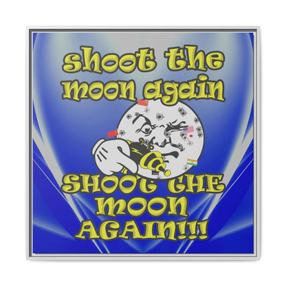 shoot the moon again - framed canvas art (blue-white wave)