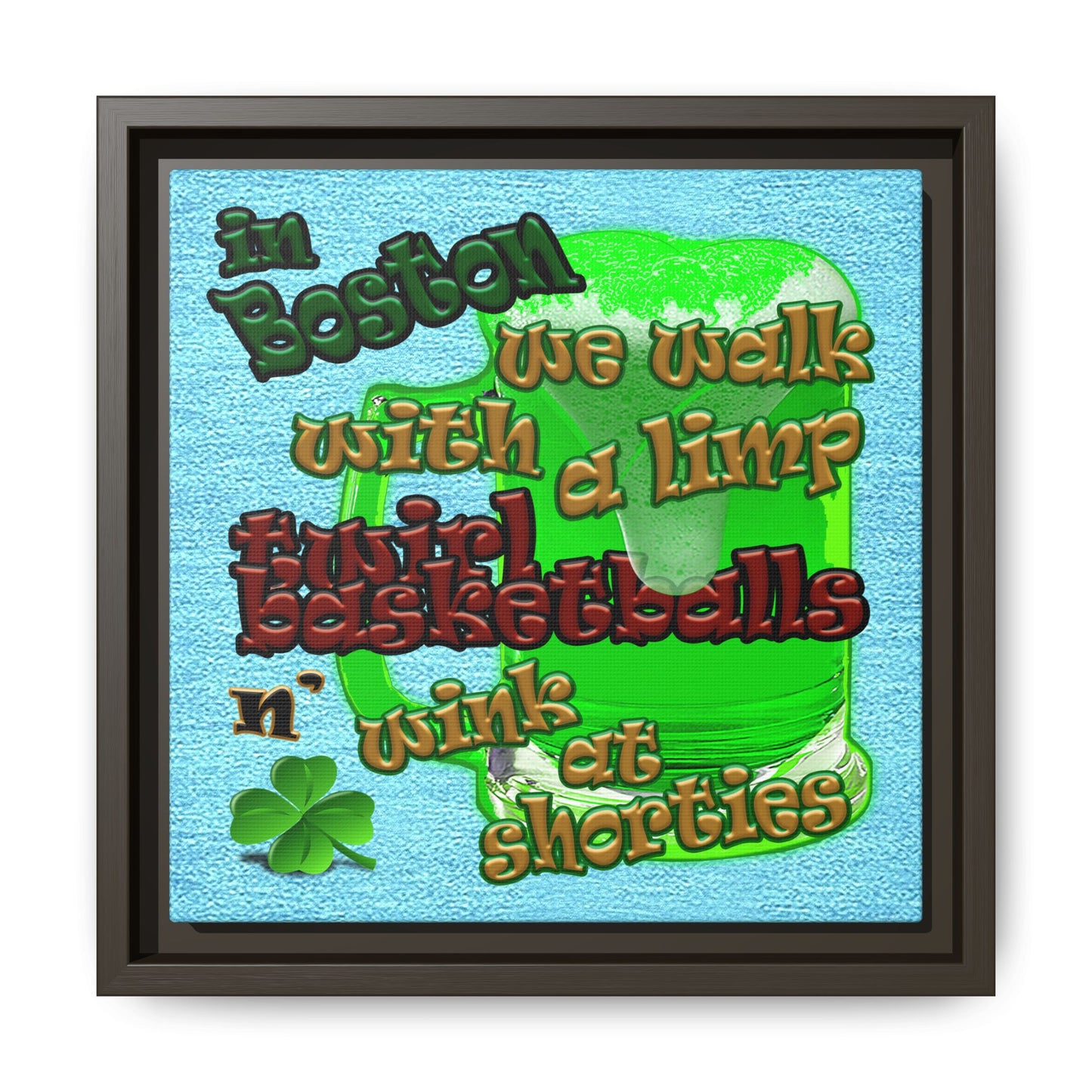 celtics logo - framed canvas art (faded blue)