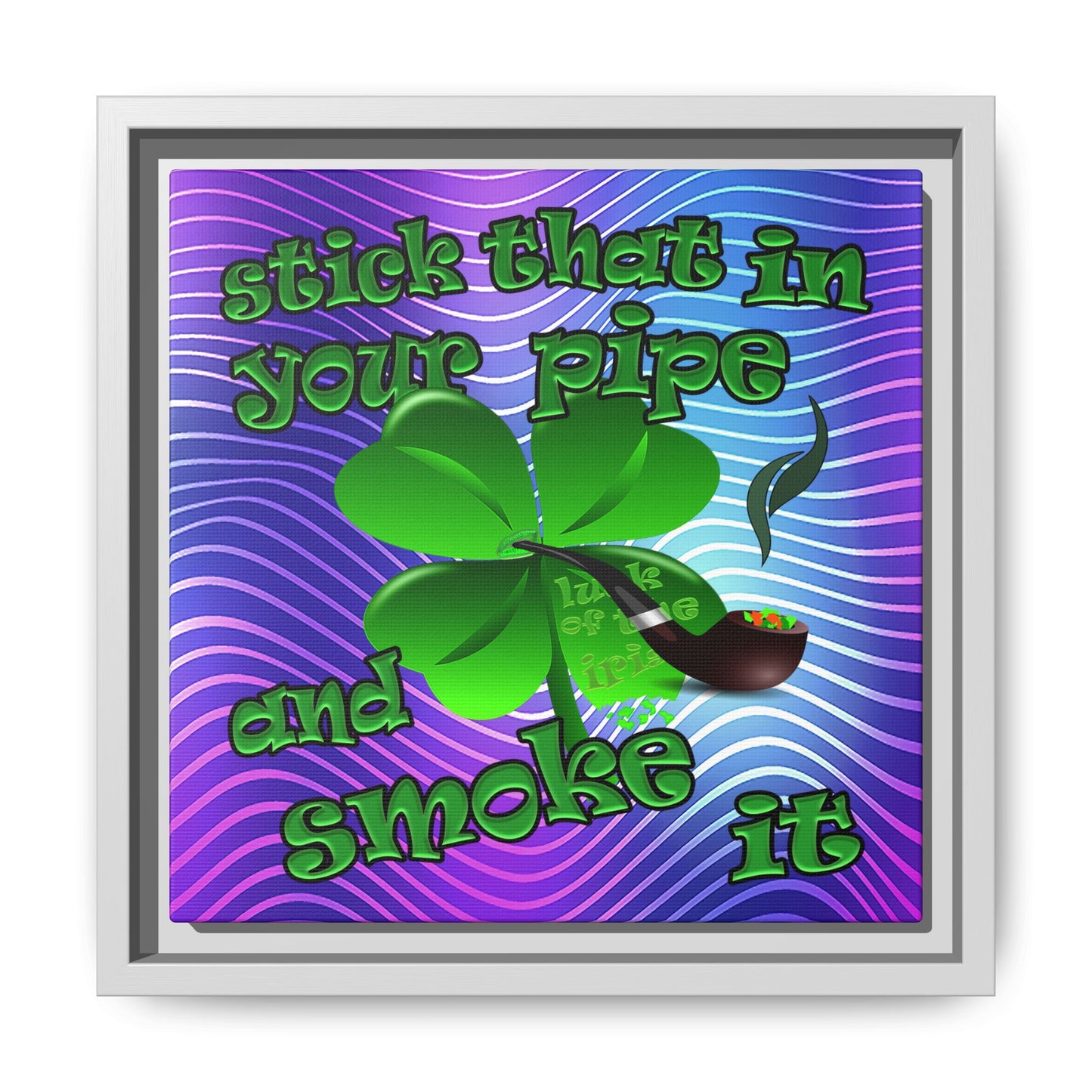 stick that in your pipe and smoke it - framed canvas art (purple wave)
