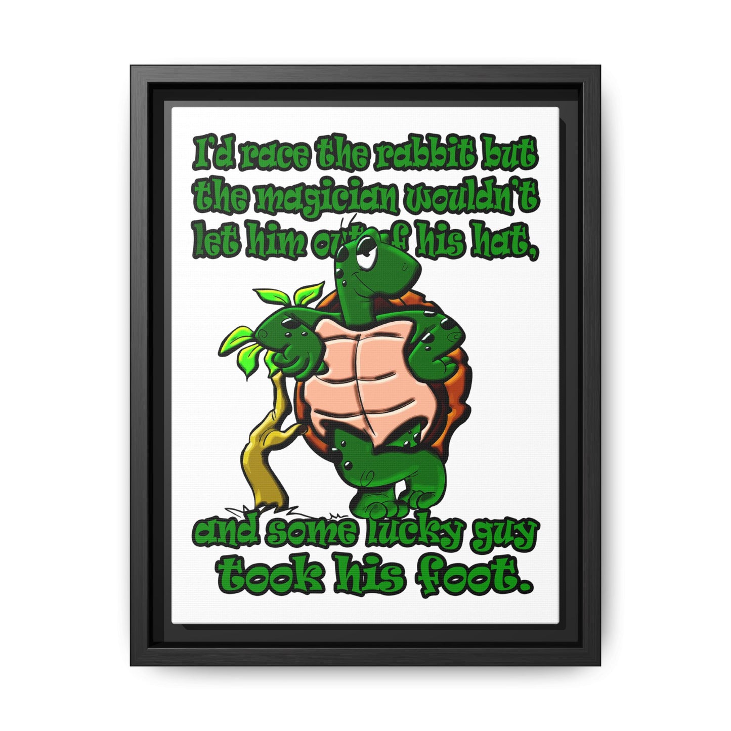 turtle race - framed canvas art (white)