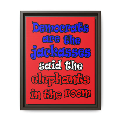 donkeys and elephants - framed canvas art (red)