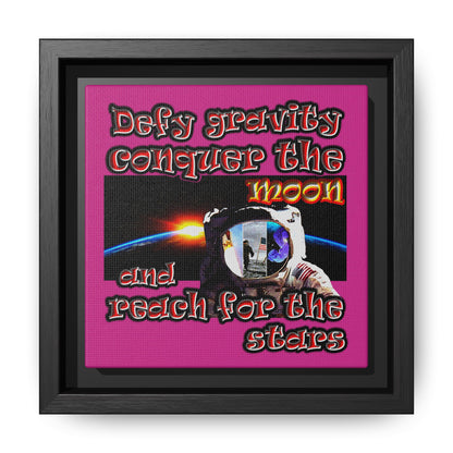 defy conquer reach - framed canvas art (pink)