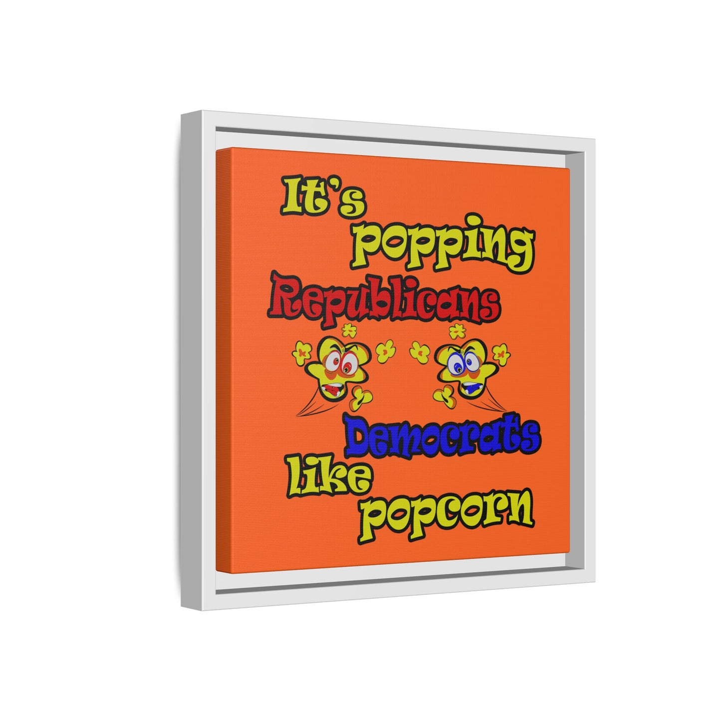 popping like popcorn - framed canvas art (orange)