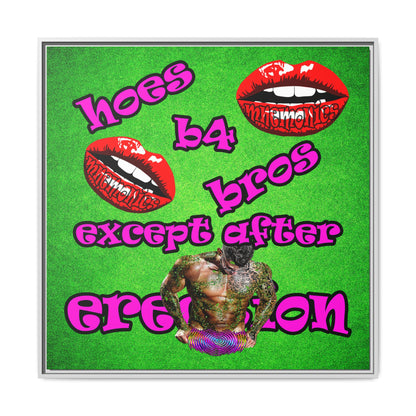 hoes b4 bros - framed canvas art (green turf)