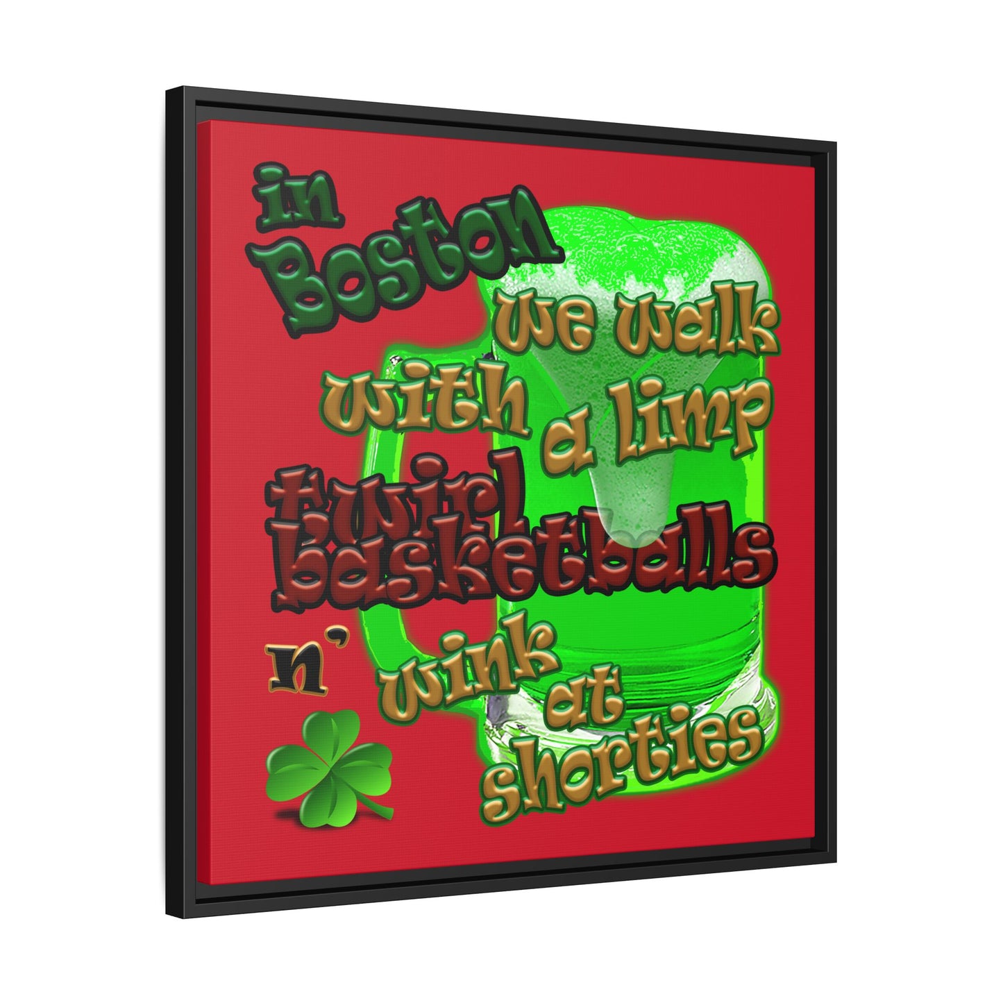 celtics logo - framed canvas art (dark red)