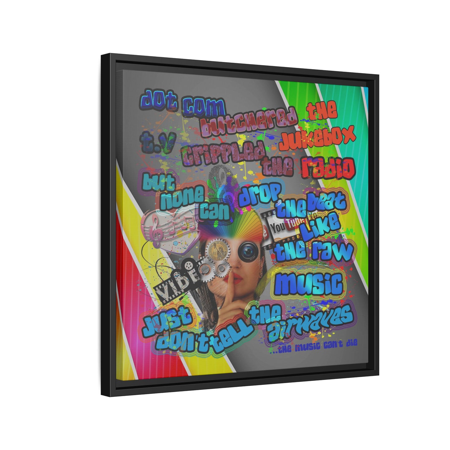 drop the beat - framed canvas art (rainbow split)