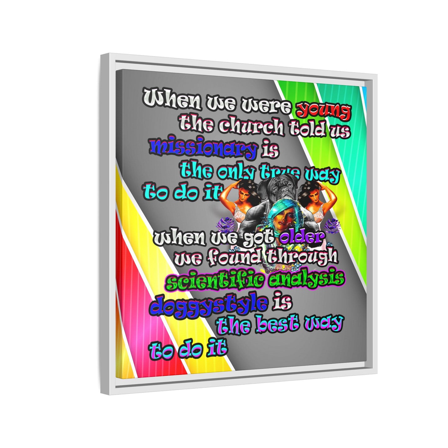 doggystyle - framed canvas art (rainbow split)