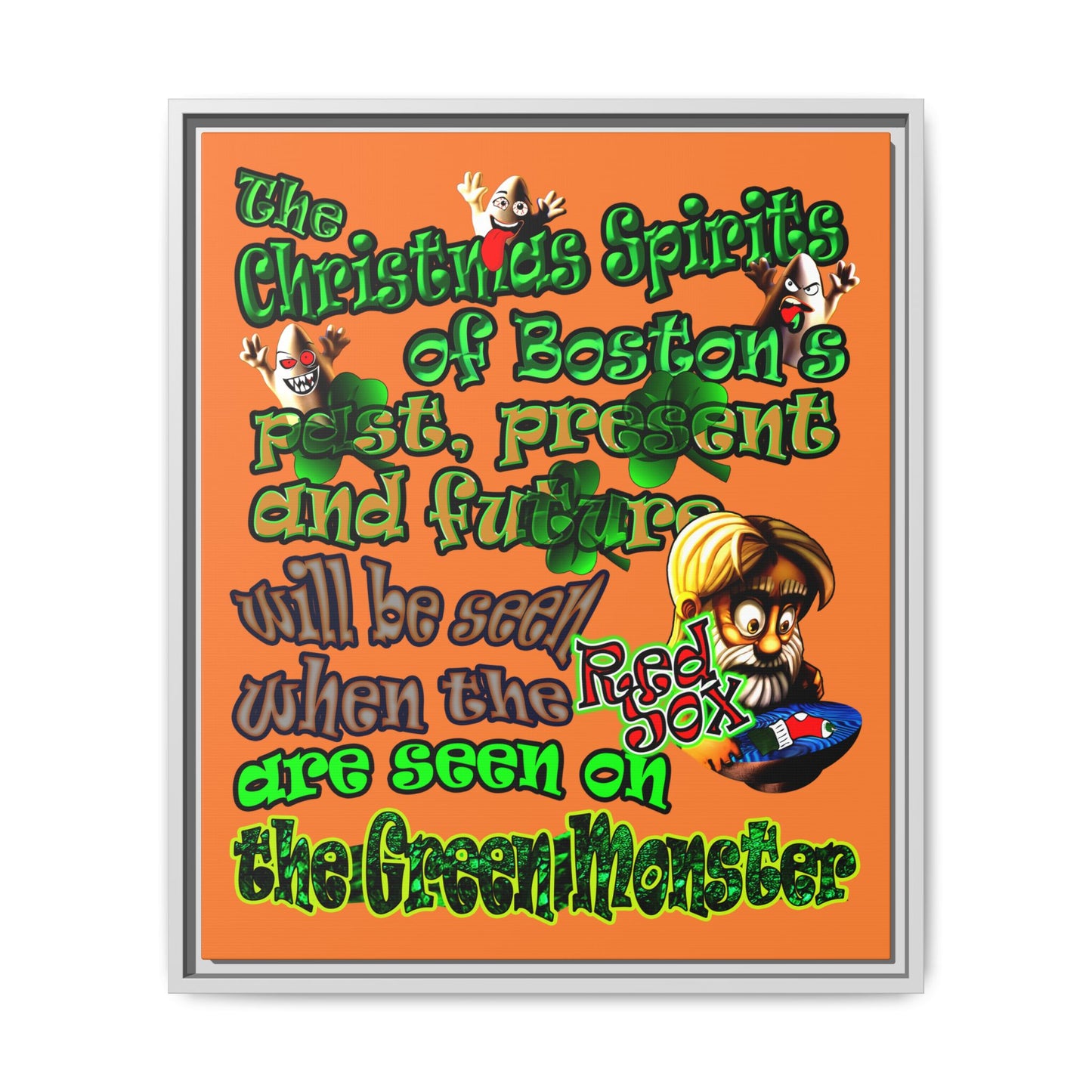 christmas spirits of boston - framed canvas art (crusta)