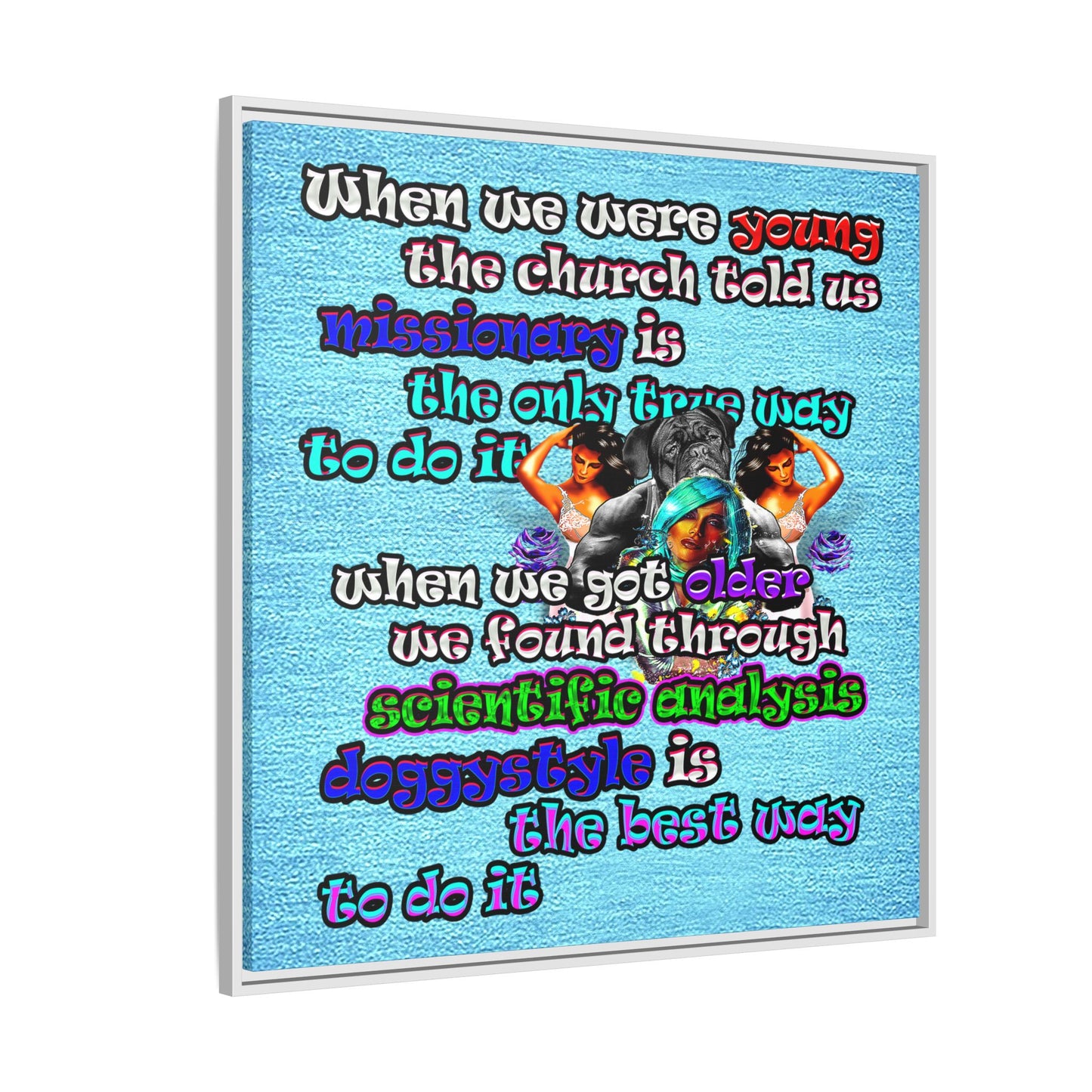 doggystyle - framed canvas art (faded blue)