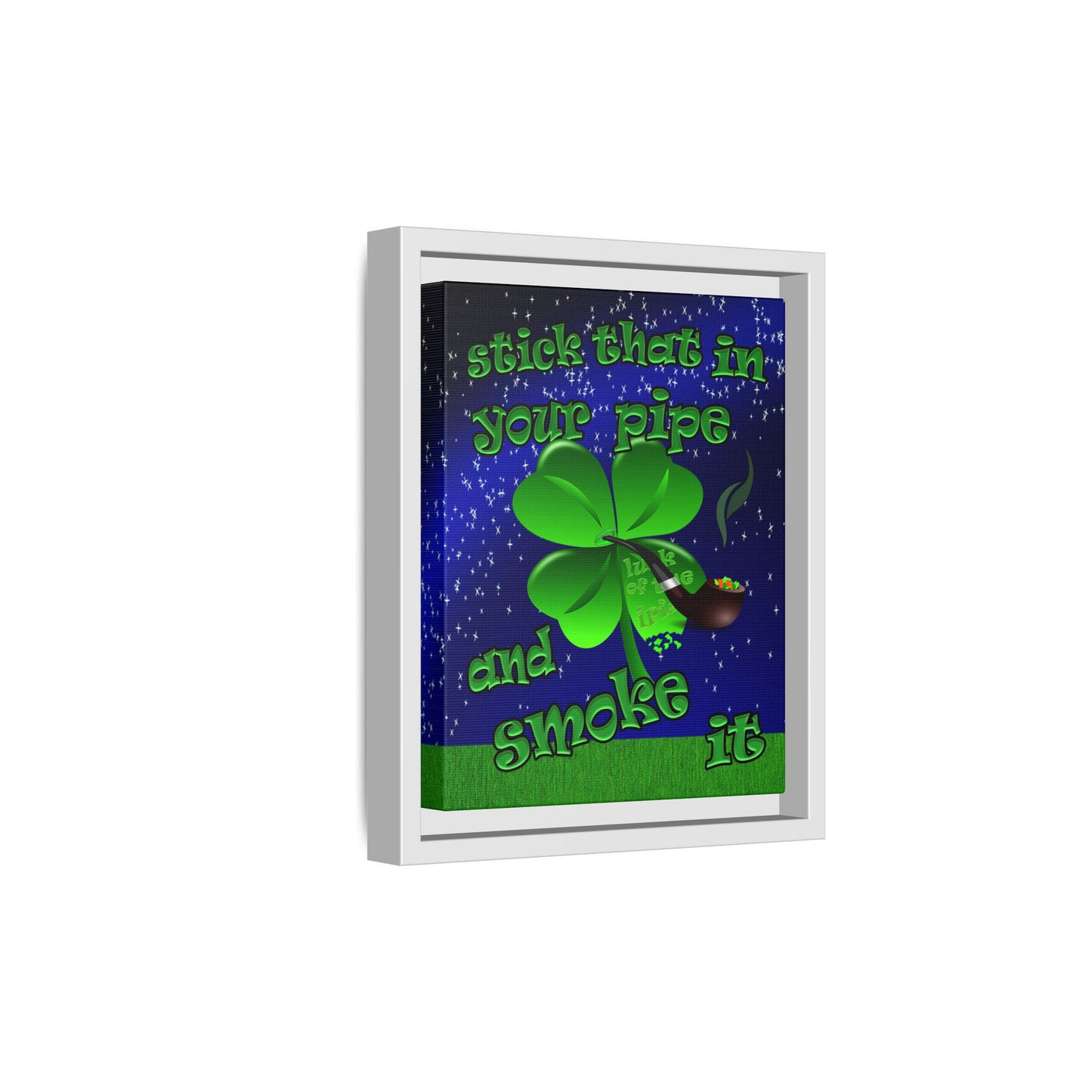 stick that in your pipe and smoke it - framed canvas art ('snoops' background)