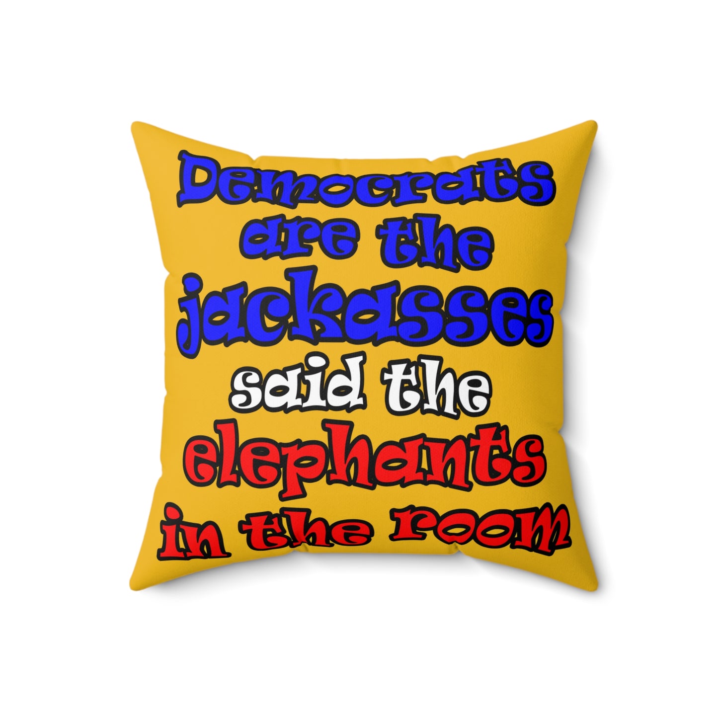 donkeys and elephants - Spun Polyester Square Pillow - (yellow)
