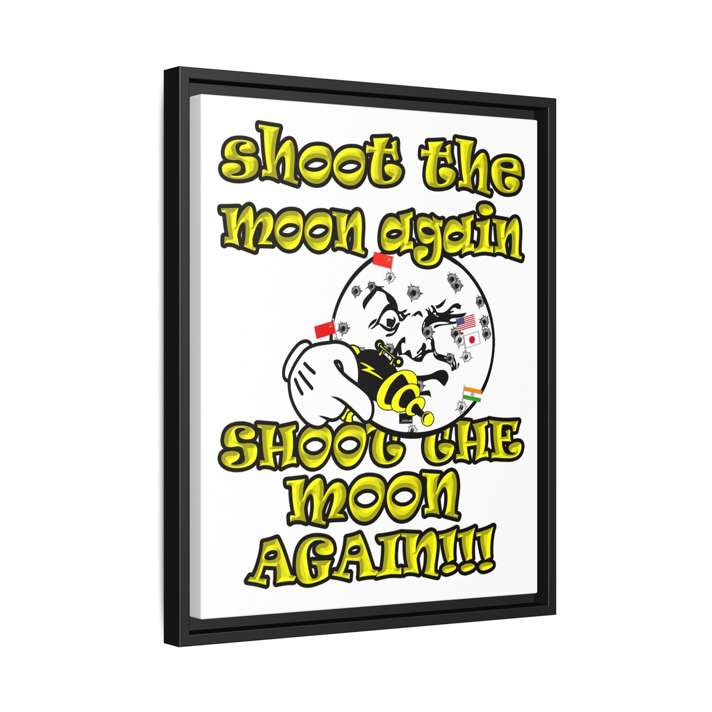 shoot the moon again - framed canvas art (white)