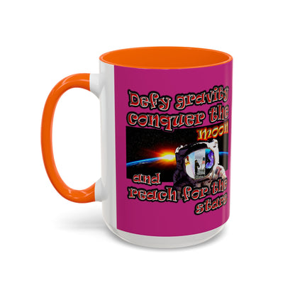 defy conquer reach - Accent Mug (pink)