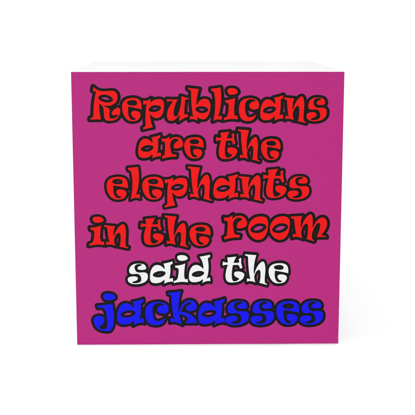 donkeys and elephants - note cube (pink)