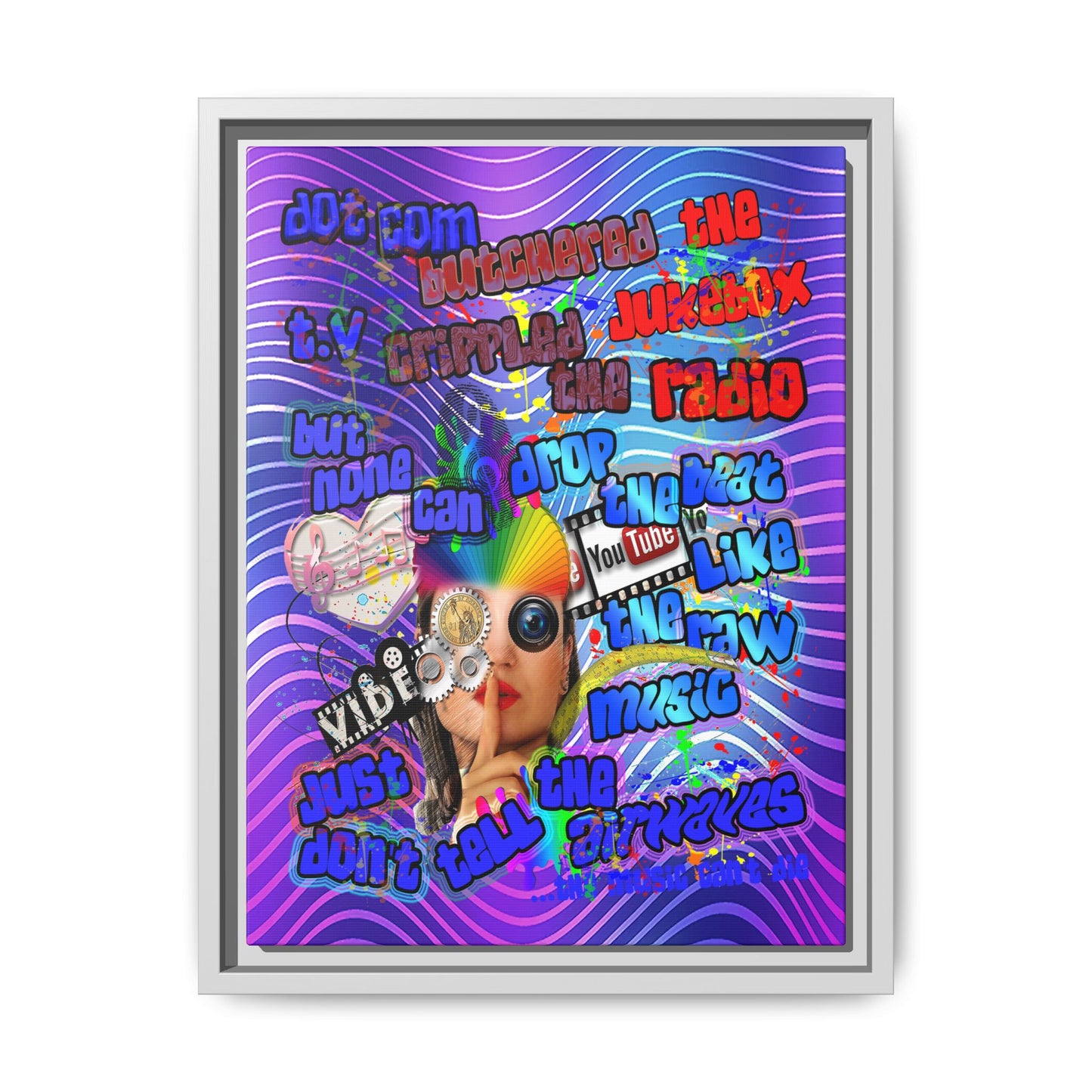 drop the beat - framed canvas art (purple wave)