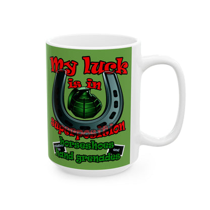my luck - White Mug (green)