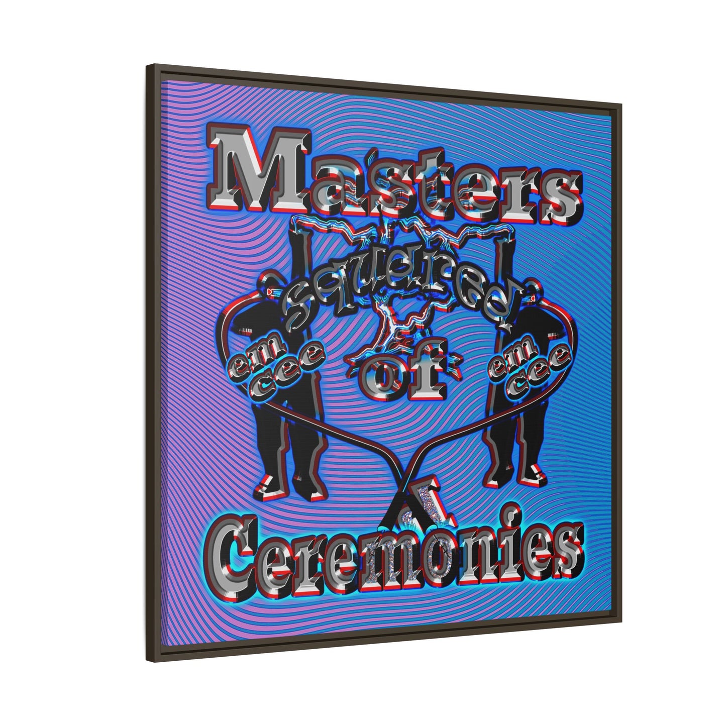 em cee squared - framed canvas art (light blue-purple wave)