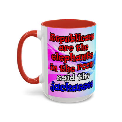 donkeys and elephants - Accent Mug (light blue-pink wave)