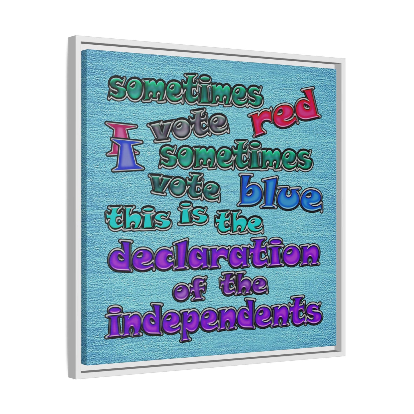 declaration of the independents - framed canvas art (faded blue)