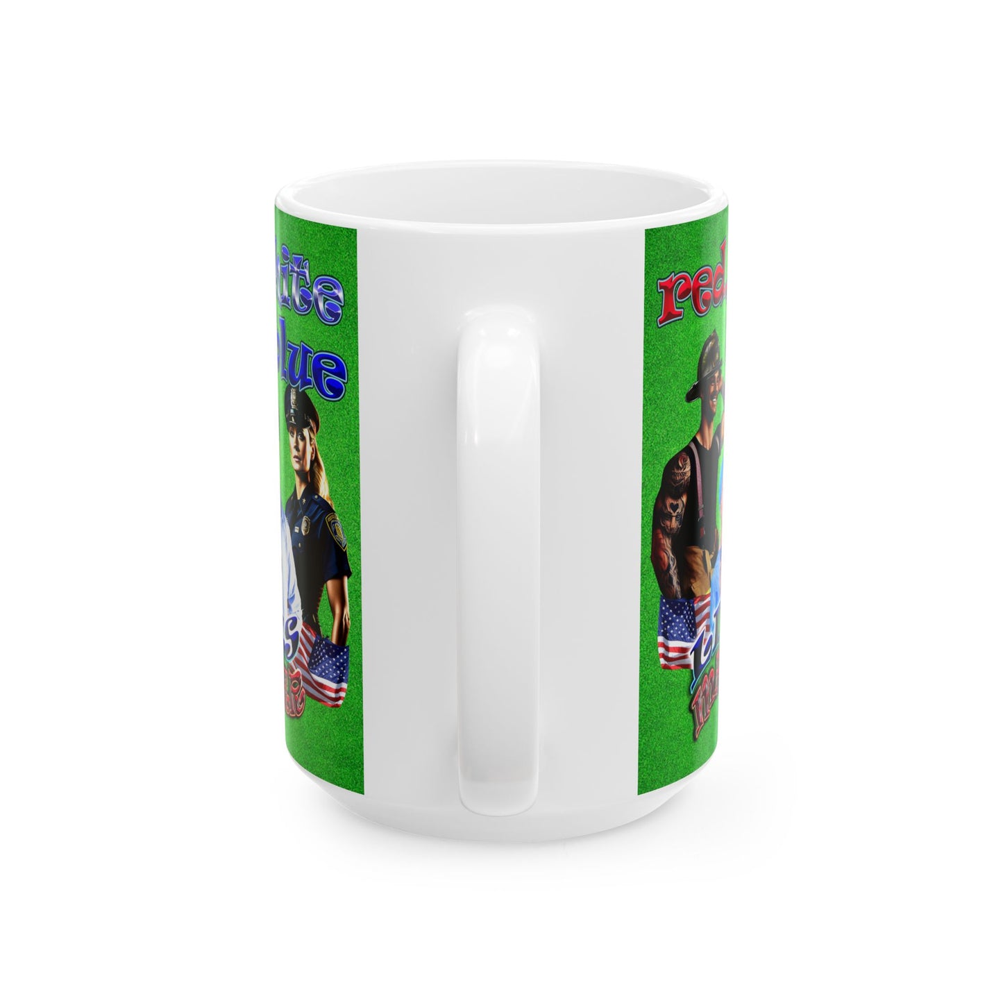 rw&b lives matter - White Mug (green turf)