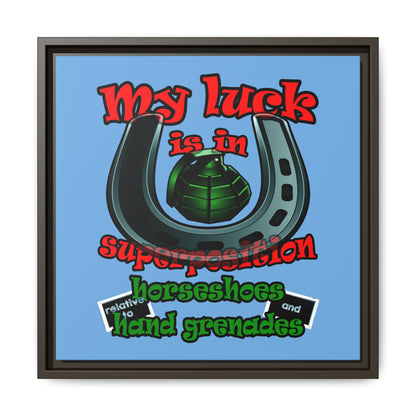 my luck - framed canvas art (light blue)