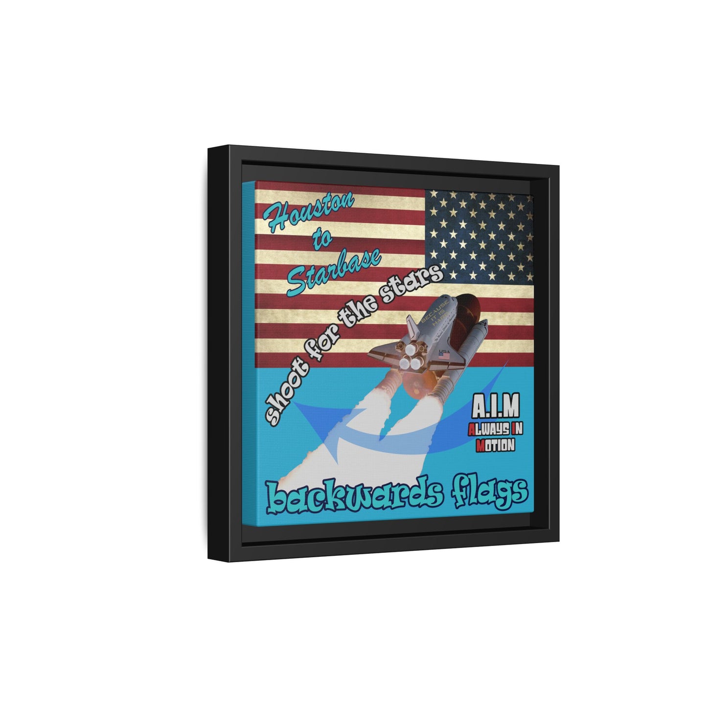 shoot for the stars - framed canvas art (turquoise)