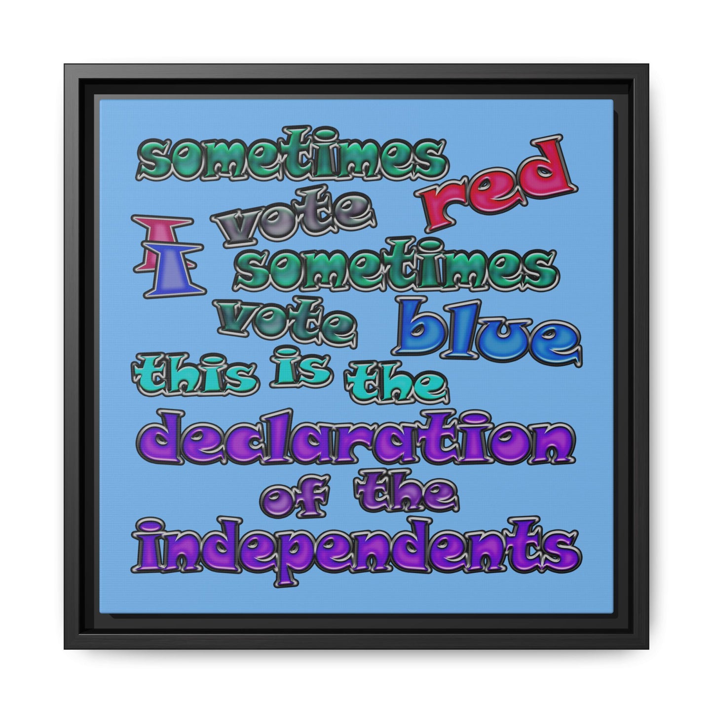 declaration of the independents - framed canvas art (light blue)