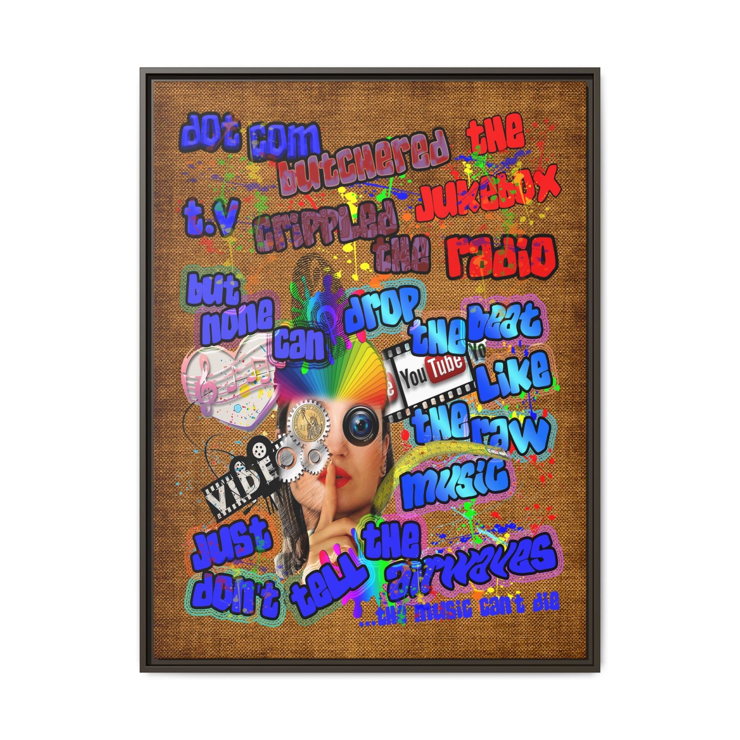 drop the beat - framed canvas art (brown papyrus)