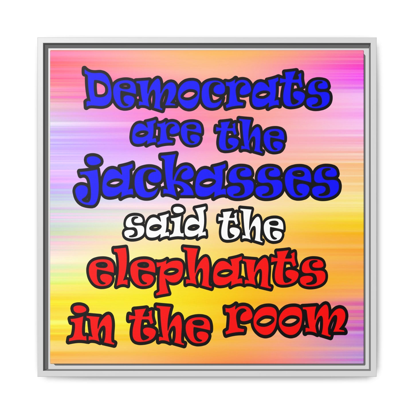 donkeys and elephants - framed canvas art (color blur)