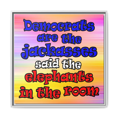 donkeys and elephants - framed canvas art (color blur)