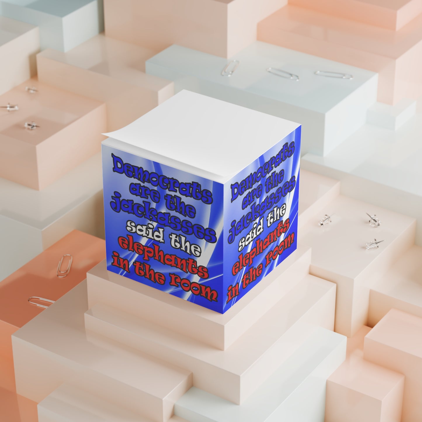 donkeys and elephants - note cube (blue-white wave)
