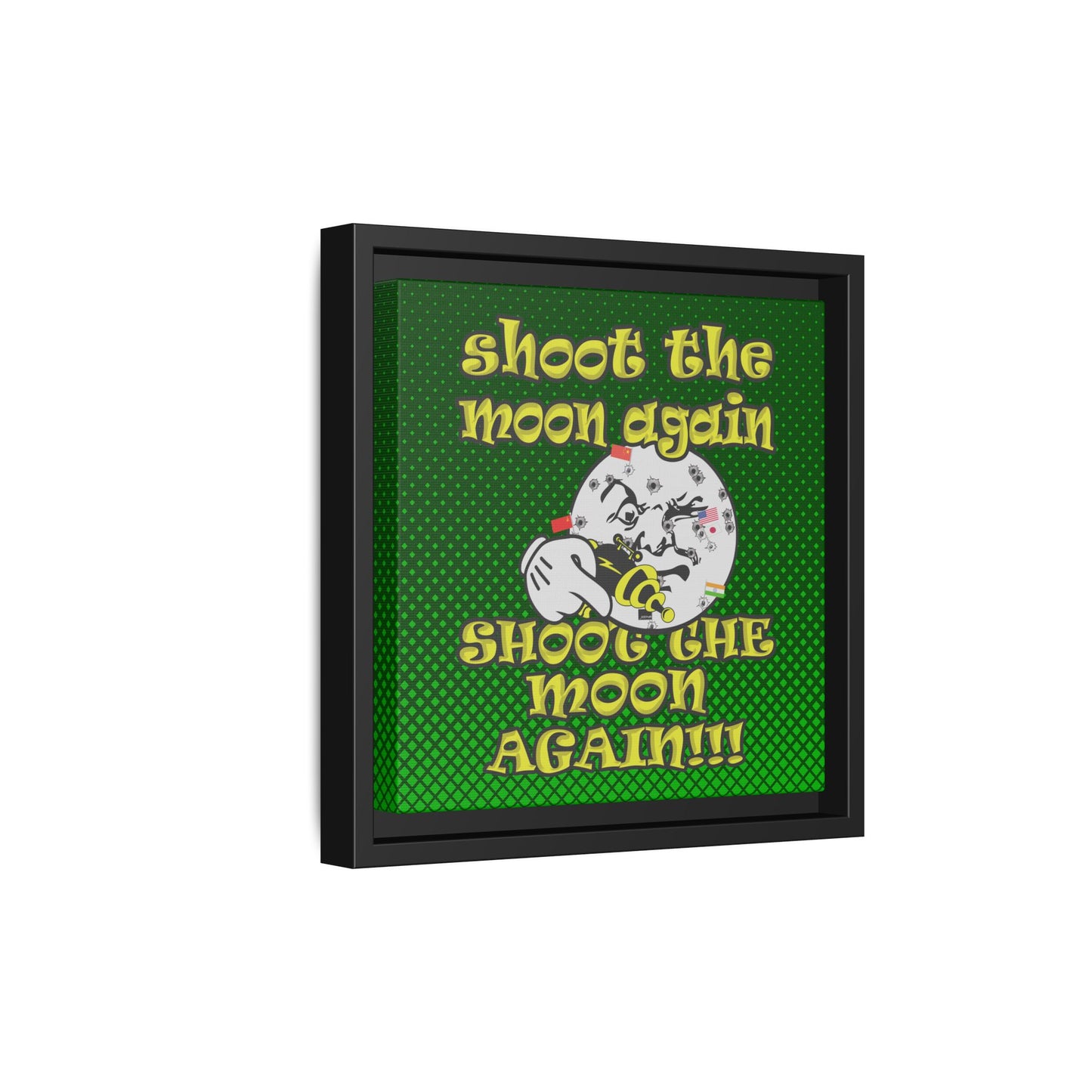 shoot the moon again - framed canvas art (logo green)