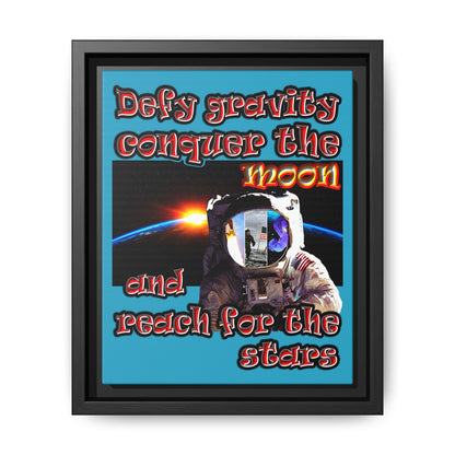 defy conquer reach - framed canvas art (turquoise)