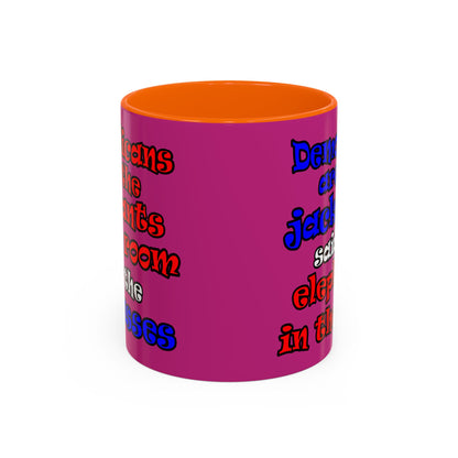 donkeys and elephants - Accent Mug (pink)