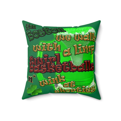 celtics logo - Spun Polyester Square Pillow - (dark green)
