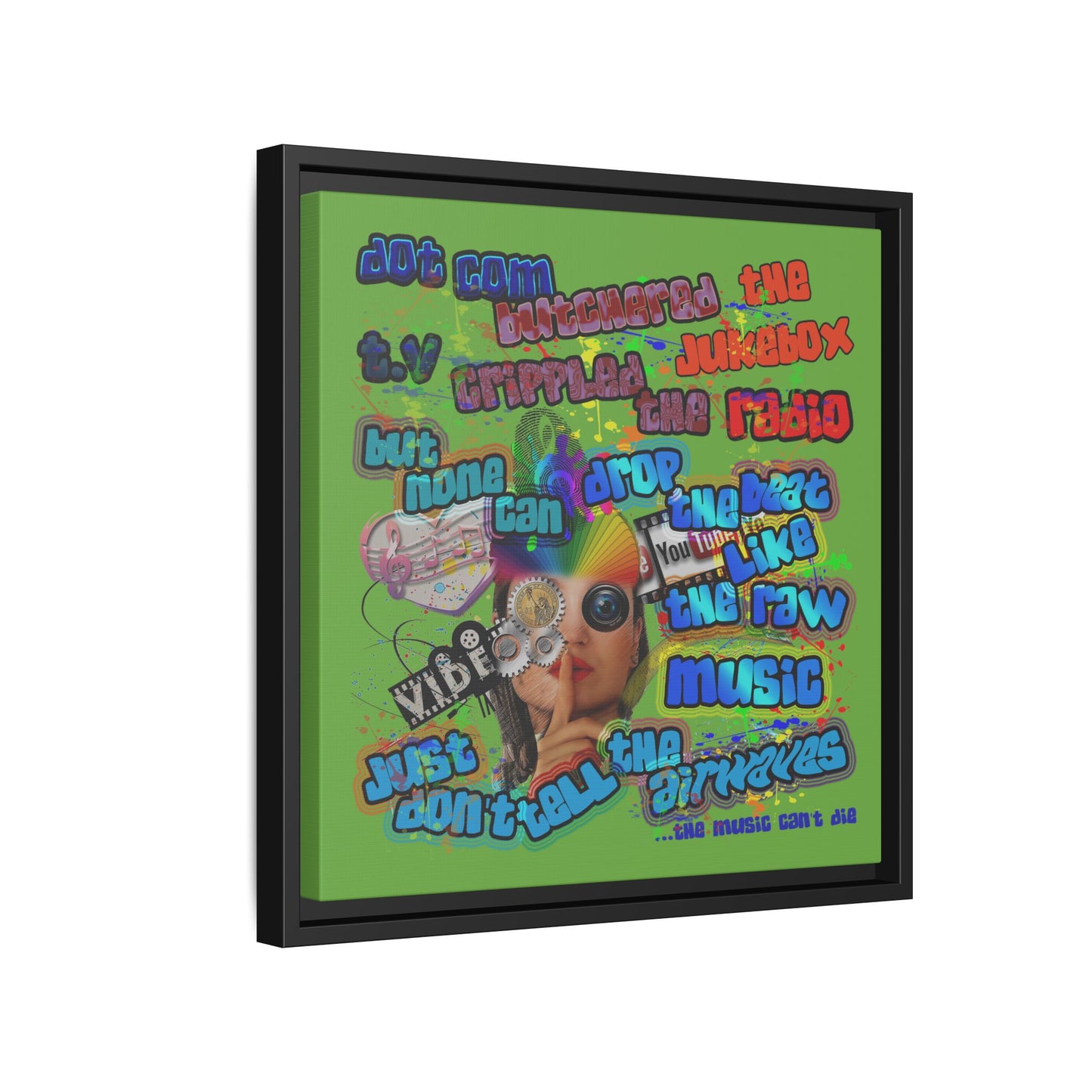 drop the beat - framed canvas art (green)