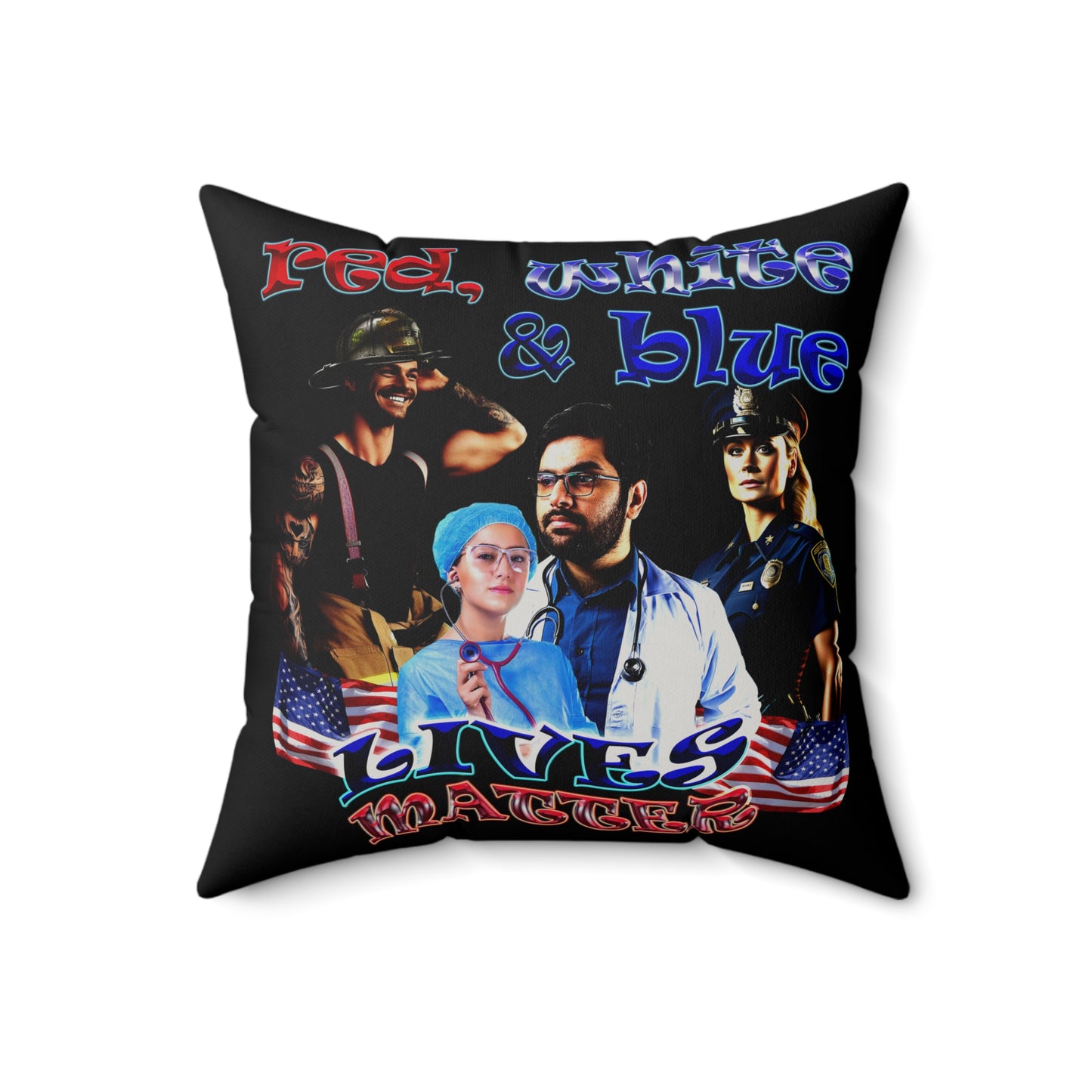 rw&b lives matter - Faux Suede Square Pillow - (black)