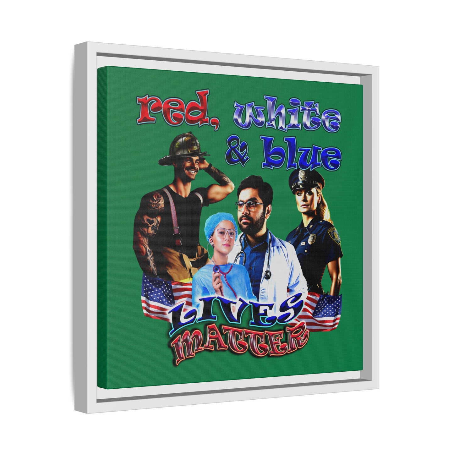rw&b lives matter - framed canvas art (dark green)