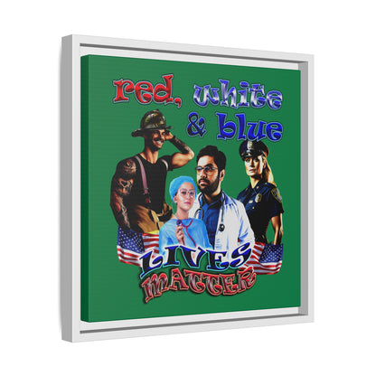 rw&b lives matter - framed canvas art (dark green)