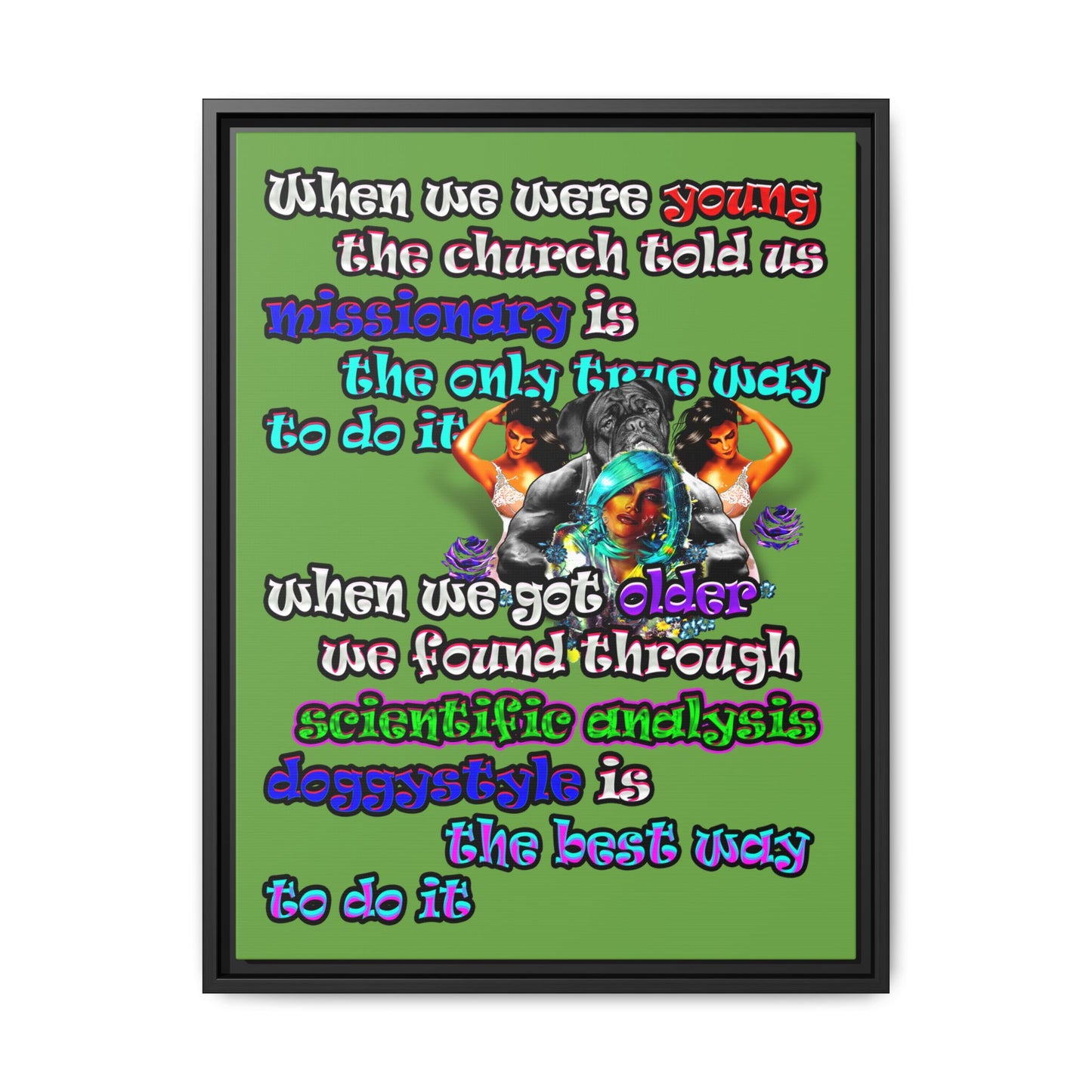 doggystyle - framed canvas art (green)